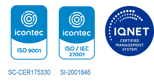 Certificaciones ICONTEC ISO 9001, ISO/IEC 27001 e IQNet